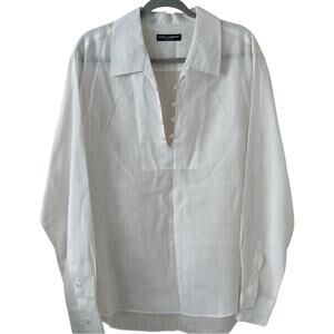 Dolce & Gabbana White Martini Linen Shirt Men IT 44